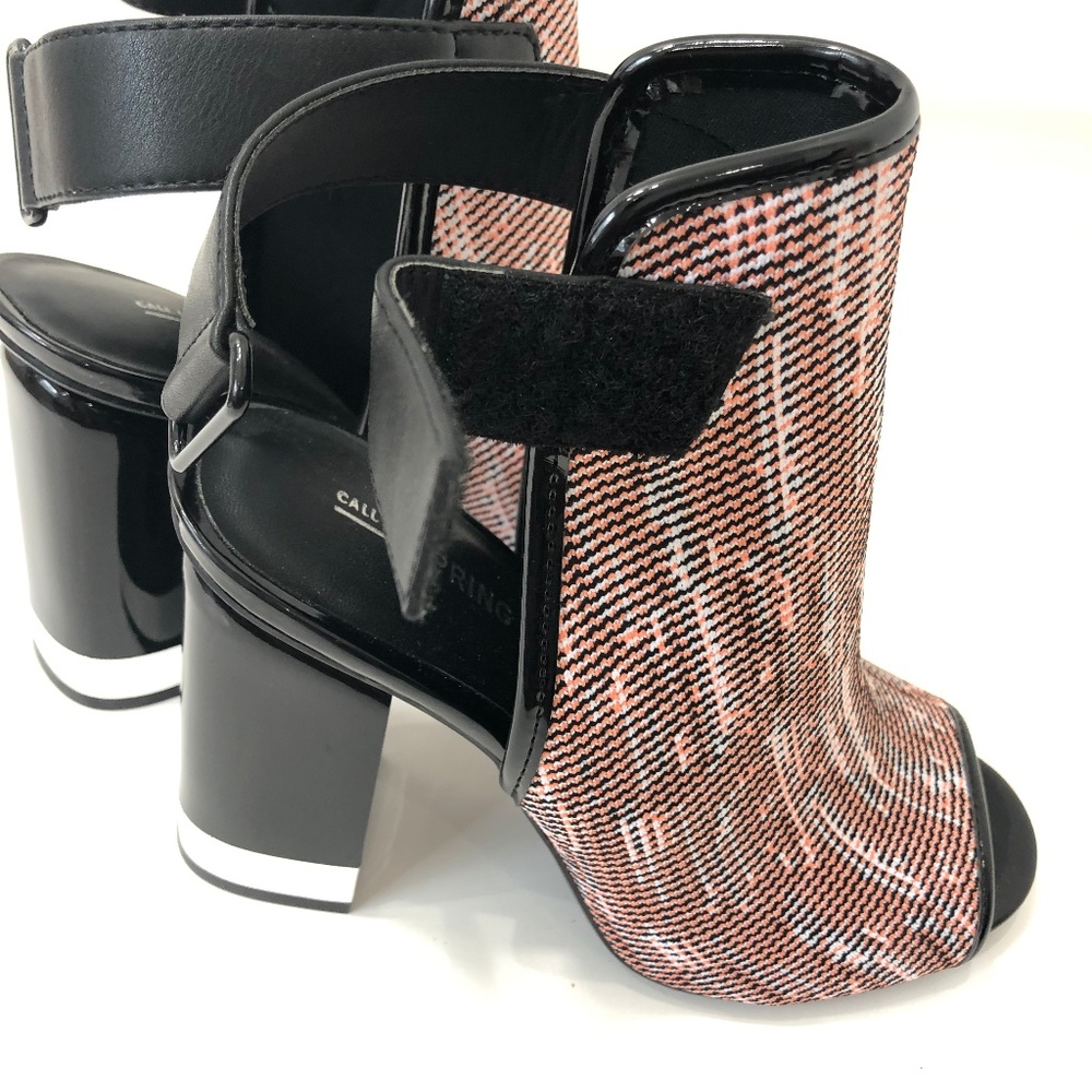 Multi color chunky strap heels